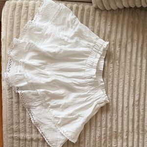 White Lace Trim Women's Shorts